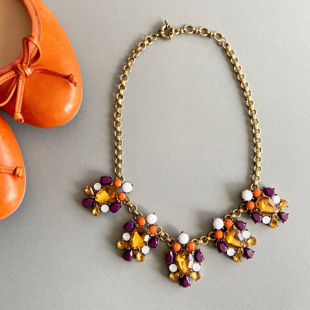 ModCloth Orange Purple Amber Citrus Necklace